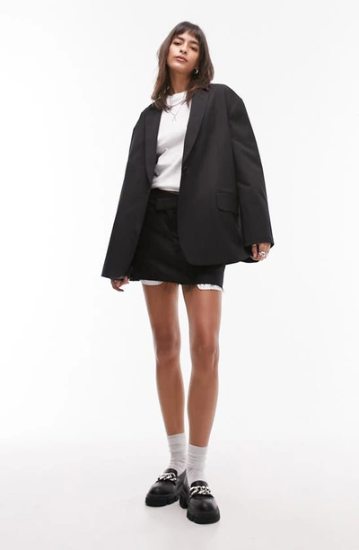 Shop Topshop Extreme Oversize Grandad Blazer In Black