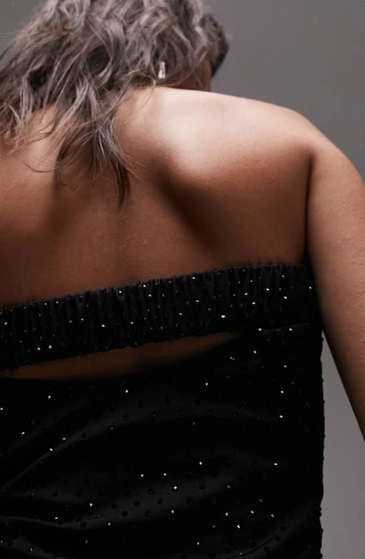 Topshop Strapless Jersey Minidress In Black