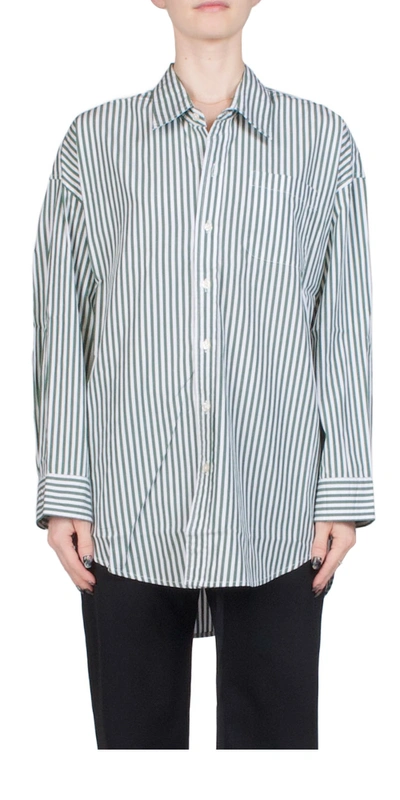 Shop Denimist Button Front Shirt Green Stripe