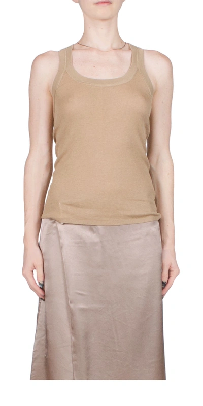 6397 Skinny Rib Cami Top In Sand