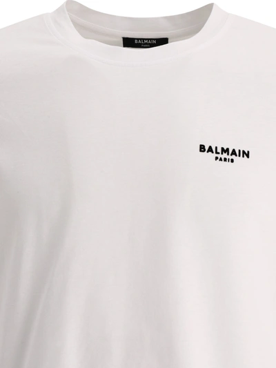 Shop Balmain T Shirt With Flocked  Paris Logo