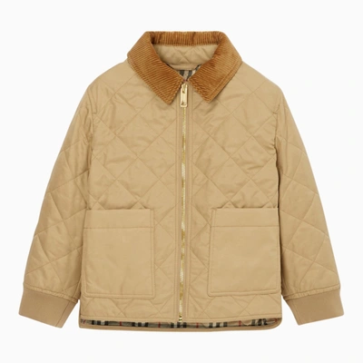 Shop Burberry Beige Diamond Quilted Jacket