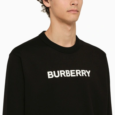 Shop Burberry Black Crewneck Sweatshirt With Logo