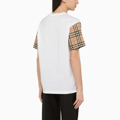 Shop Burberry White Crew Neck T Shirt With Check