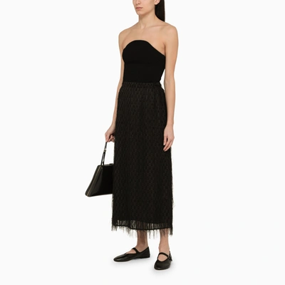 Shop By Malene Birger Black Long Skirt With Frayed Effect