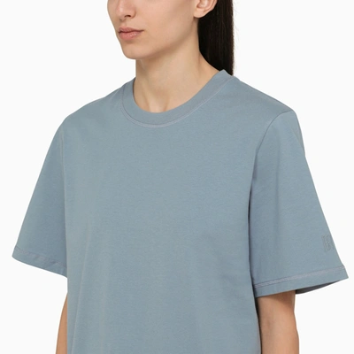 Shop By Malene Birger Large Round Neck Blue T Shirt In Organic Cotton