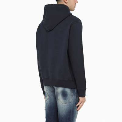 Shop Dsquared2 Dark Blue Cotton Hooded Sweatshirt With Print
