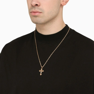 Shop Emanuele Bicocchi Avelli Small Cross Necklace In 925 Gold Plated Silver