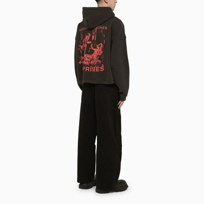 Shop Enfants Riches Deprimes Enfants Riches Déprimés Black Cotton Hooded Sweatshirt With Print