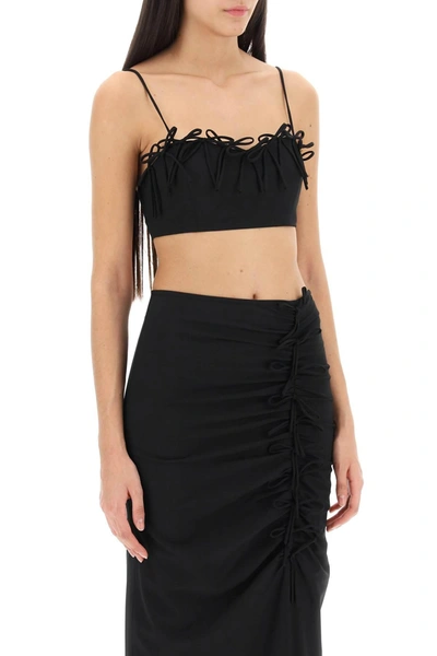 Shop Ganni Cropped Top With Ornamental Bows