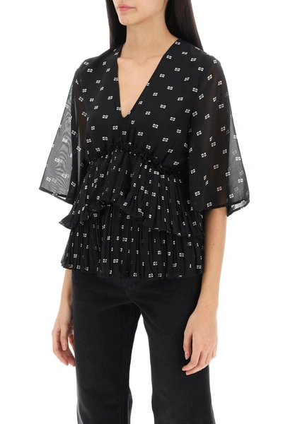 Shop Ganni Butterfly Pleated Blouse