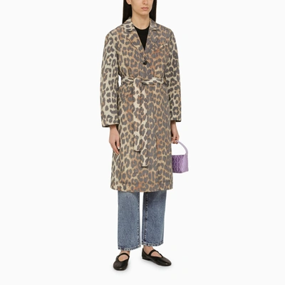 Shop Ganni Leopard Print Single Breasted Coat