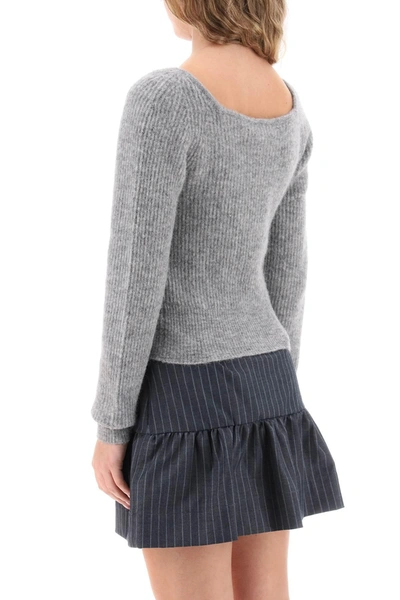 Shop Ganni Sweater With Sweetheart Neckline