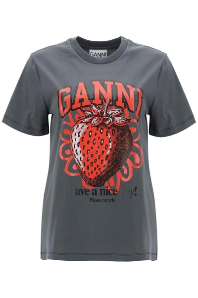 Shop Ganni T Shirt With Graphic Print