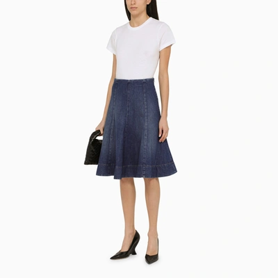 Shop Khaite The Lennox Blue Denim Skirt
