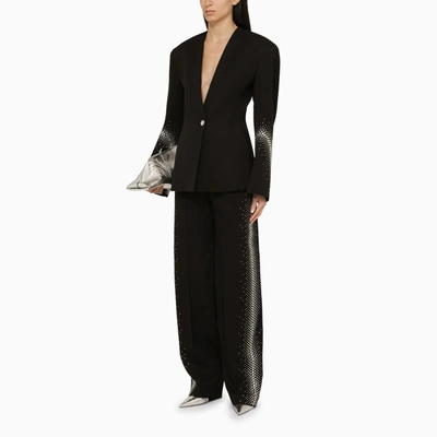 Shop Attico The  Black Wool Jagger Trousers With Thermostrass