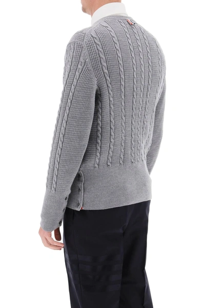 Shop Thom Browne Cable Wool Sweater With Rwb Detail