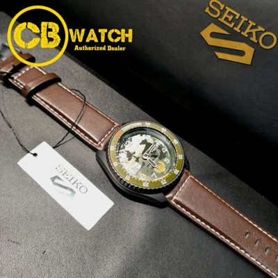 Pre-owned Seiko 5 Sports Street Fighter V Guile Green Dial Limited Edition Watch Srpf21k1