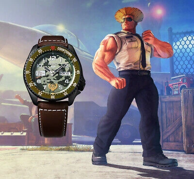 Pre-owned Seiko 5 Sports Street Fighter V Guile Green Dial Limited Edition Watch Srpf21k1
