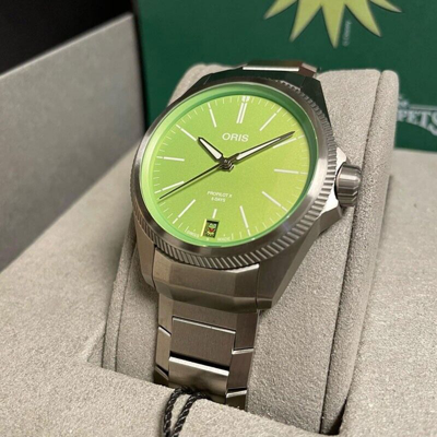 Pre-owned Oris Propilot X Kermit Titanium Case 39mm Men's Watch 01 400 7778 7157-set