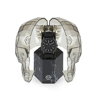 Pre-owned Philipp Plein Black Mens Chronograph Watch $keleton $pectre Pwsaa0823