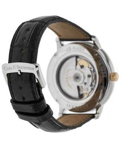 Pre-owned Carl F Bucherer Carl F. Bucherer Adamavi Silver Dial Leather Men's Watch 00.10314.07.15.01