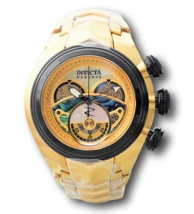 Pre-owned Invicta Reserve S1 Men's 54mm Abalone 18k Gold Plated Swiss Chrono Watch 38867