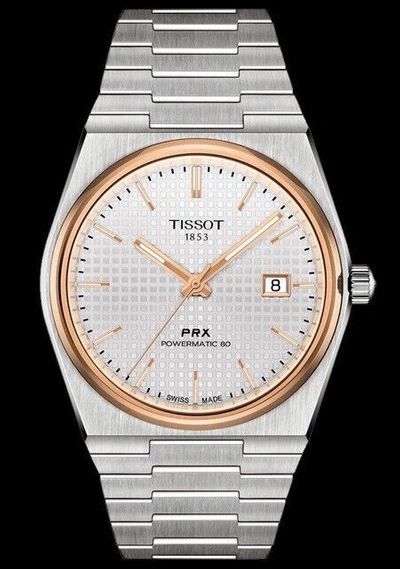 Pre-owned Tissot T1374072103100 Prx Auto 40mm Silver Dial Bracelet T137.407.21.031.00