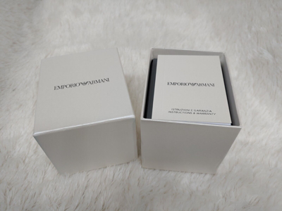 Pre-owned Emporio Armani Authentic  White Urethane Chrono Couple Set Watch Ar5919/5920