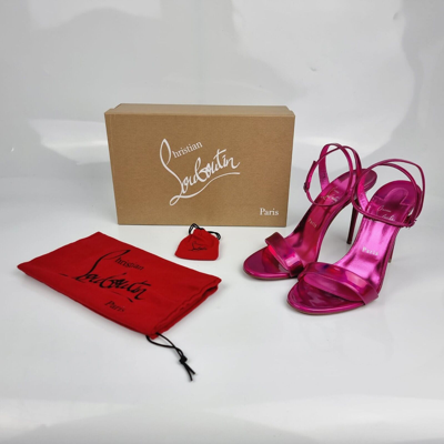 Pre-owned Christian Louboutin Loubigirl 100mm Pink Patent Leather Sandals