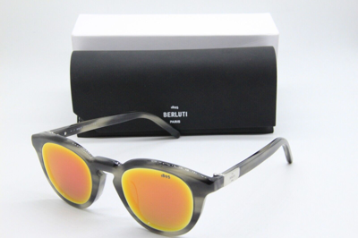 Pre-owned Berluti Bl 40001u 64u Grey Black Authentic Sunglasses W/case 49-23 In Blue