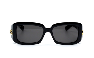 Pre-owned Gucci Gg1403s 001 Black Dark Grey Authentic Sunglasses 54-16 In Gray