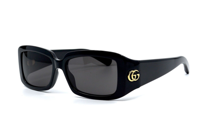 Pre-owned Gucci Gg1403s 001 Black Dark Grey Authentic Sunglasses 54-16 In Gray