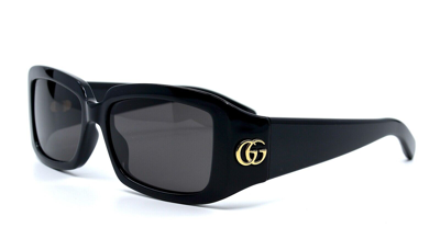 Pre-owned Gucci Gg1403s 001 Black Dark Grey Authentic Sunglasses 54-16 In Gray