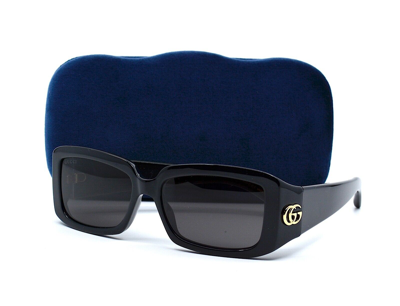 Pre-owned Gucci Gg1403s 001 Black Dark Grey Authentic Sunglasses 54-16 In Gray
