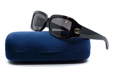 Pre-owned Gucci Gg1403s 001 Black Dark Grey Authentic Sunglasses 54-16 In Gray