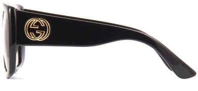 Pre-owned Gucci Gg0141sn 001 Gradient Black/gray Square Women Sunglasses