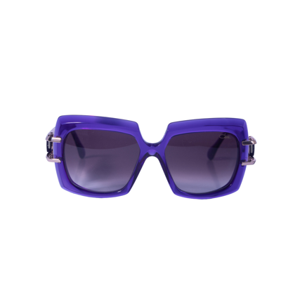 Pre-owned Cazal Rectangular Sunglasses 8508-001 Violet-gold Frame Violet Lenses In Purple