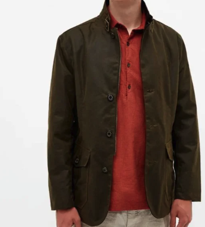 Pre-owned Barbour Lutz Waxed Jacket Olive Rugged Sophistication Msrp$520 British Luxury In Green