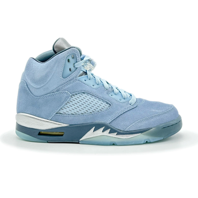 Pre-owned Jordan Dd9336-400 Nike Air  5 Retro Blue Bird Photo Football Grey Metallic Silver