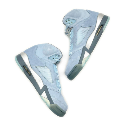 Pre-owned Jordan Dd9336-400 Nike Air  5 Retro Blue Bird Photo Football Grey Metallic Silver