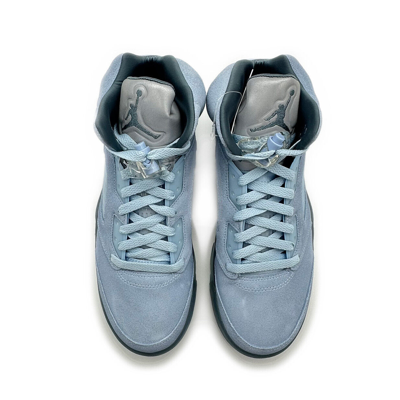 Pre-owned Jordan Dd9336-400 Nike Air  5 Retro Blue Bird Photo Football Grey Metallic Silver