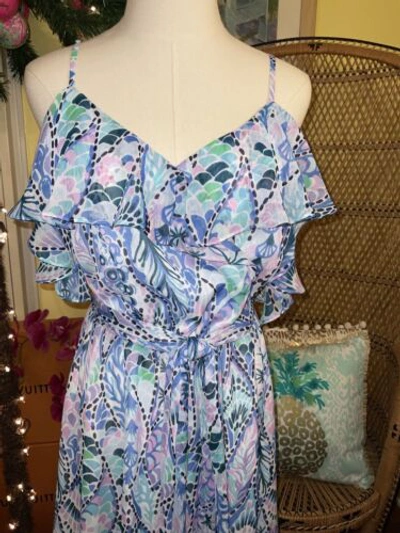 Pre-owned Lilly Pulitzer Zadie Maxi Dress Tails Of The Sea $258 Size S,l,xl In Multicolor