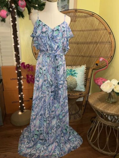 Pre-owned Lilly Pulitzer Zadie Maxi Dress Tails Of The Sea $258 Size S,l,xl In Multicolor
