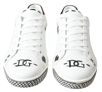 Pre-owned Dolce & Gabbana Shoes Sneakers White Leather Brown Love Casual S. Eu39.5 / Us6.5