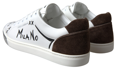 Pre-owned Dolce & Gabbana Shoes Sneakers White Leather Brown Love Casual S. Eu39.5 / Us6.5