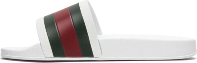Pre-owned Gucci With Box  Pursuit Pool Slides White