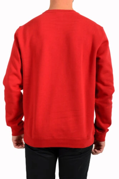 Pre-owned Versace Men's Red Logo Embroidered Crewneck Sweatshirt
