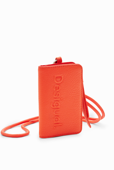 Shop Desigual S Logo Cord Wallet In Orange