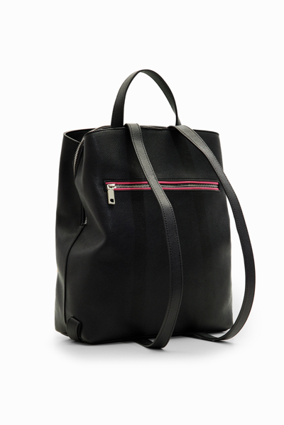 Shop Desigual M Multi-position Embroidered Backpack In Black